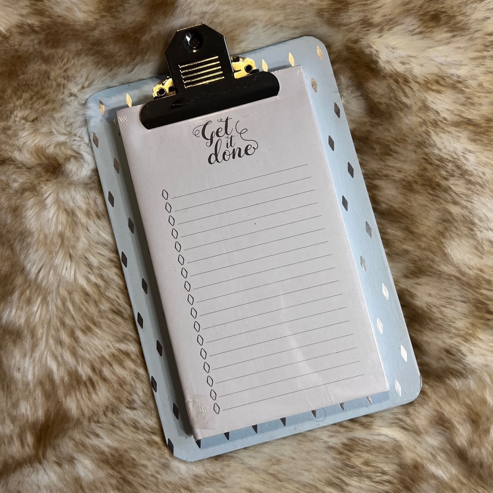 NWT “Get it Done” To-Do List Notepad & Mint Green Clipboard